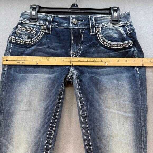 Miss Me Jeans Women's 27x31 Blue Signature Skinny Mystic Embellished Preppy - Picture 10 of 12